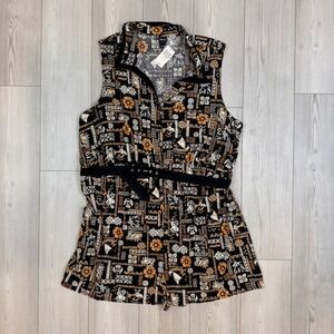 Her Universe Disney Moana Tribal Print Romper Plus Size 4 Black Brown Tan NWT
